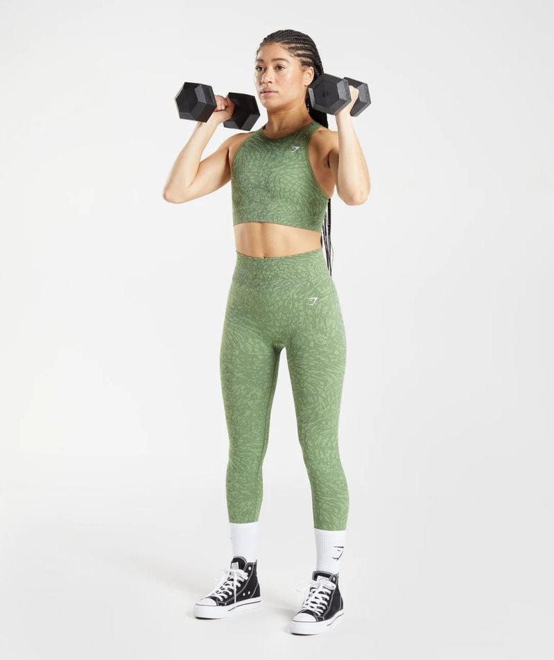 Women's Gymshark Adapt Animal Seamless Sports Bra Green | CA 036AN7